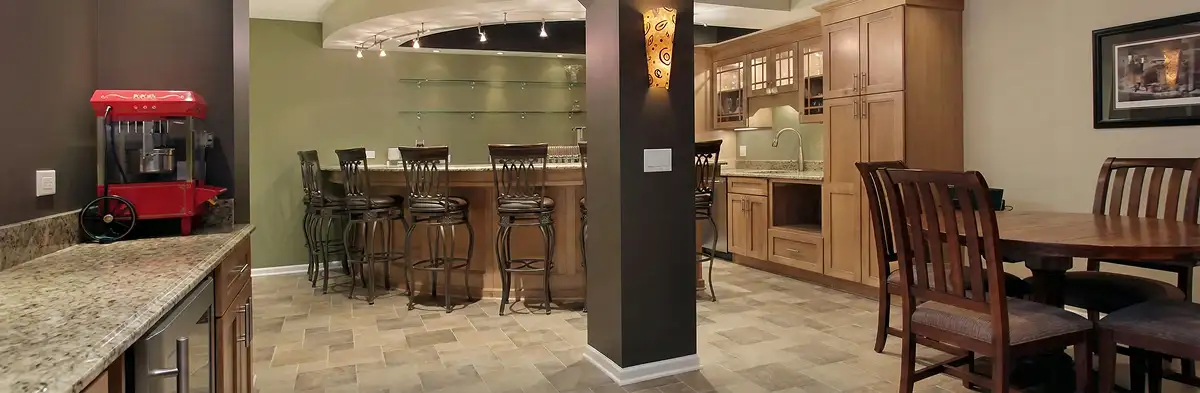 modern basement remodeling with custom finishes and open layout in a home in Denver, CO