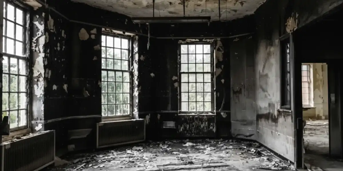 fire damage repair addressing severe interior damage and smoke residue inside a burned home in Denver, CO