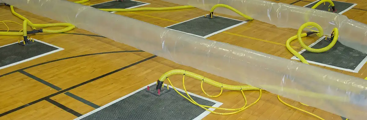water clean up drying system set up to remove moisture and prevent further damage in Denver, CO